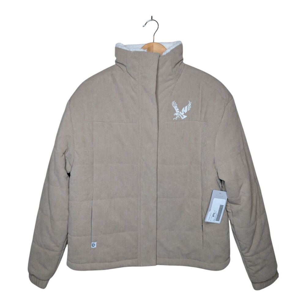 Colosseum EWU Eagles Women’s Medium Corduroy Puffer Jacket Beige NWT